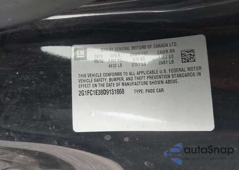 2013 Chevrolet Camaro 2Lt from USA, damaged, VIN 2G1FC1E38D9131868